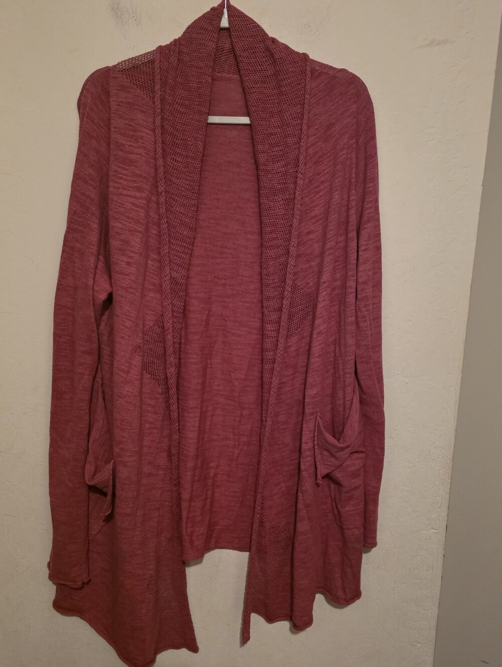 Moth Women’s Pink Open-Front Knit Cardigan Sweater with Draped Pockets Size XL